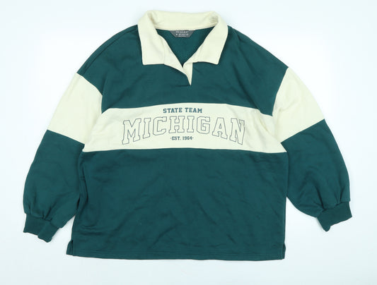 State Team Mens Green Polyester Pullover Sweatshirt Size M - State Team Michigan- Est 1964