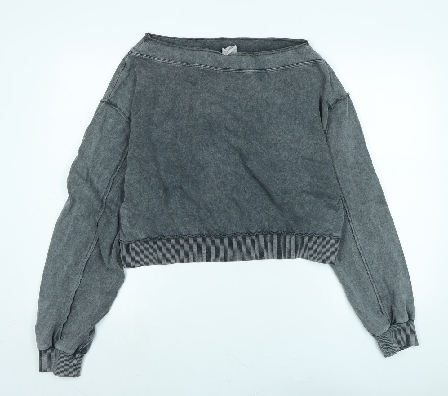 Pull&Bear Womens Grey Cotton Pullover Sweatshirt Size S