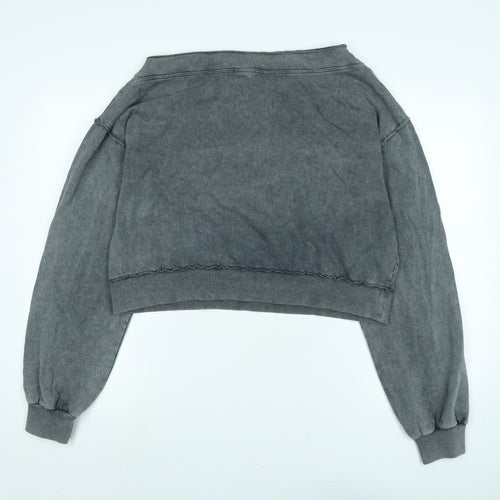 Pull&Bear Womens Grey Cotton Pullover Sweatshirt Size S