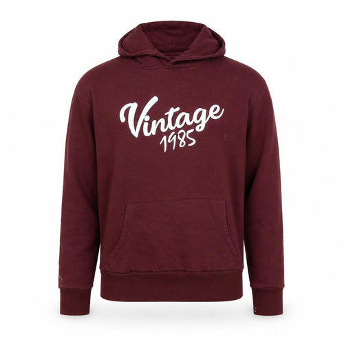 Vintage Mens Red Cotton Pullover Hoodie Size L - Vintage 1985