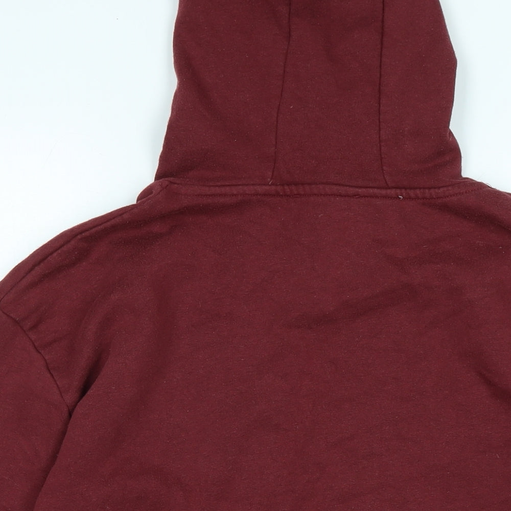 Vintage Mens Red Cotton Pullover Hoodie Size L - Vintage 1985