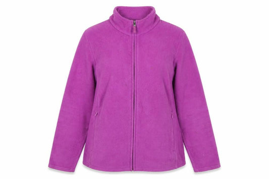 Front view of Marks & Spencer women’s purple jacket, size UK 14, zip