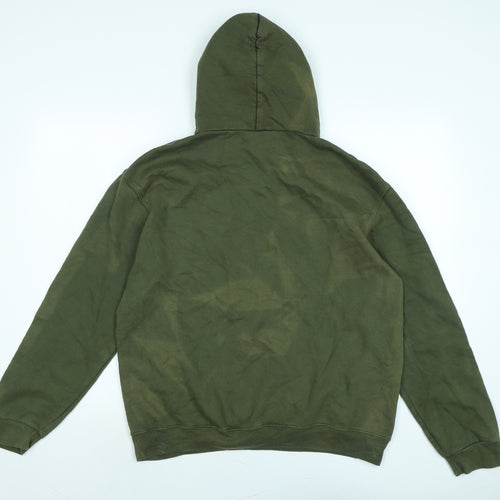 B&C Mens Green Polyester Pullover Hoodie Size L