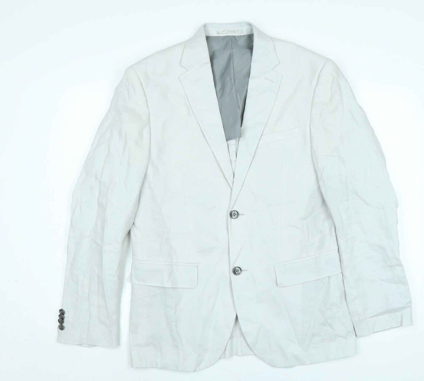 H&M Mens Grey Cotton Jacket Suit Jacket Size XL Regular