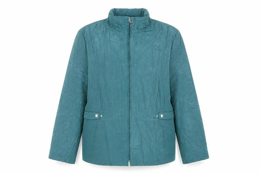 Front view of Klass women’s green jacket, size L, zip - zipped pockets