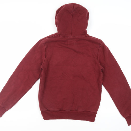 New York Mens Red Cotton Pullover Hoodie Size S - Pockets