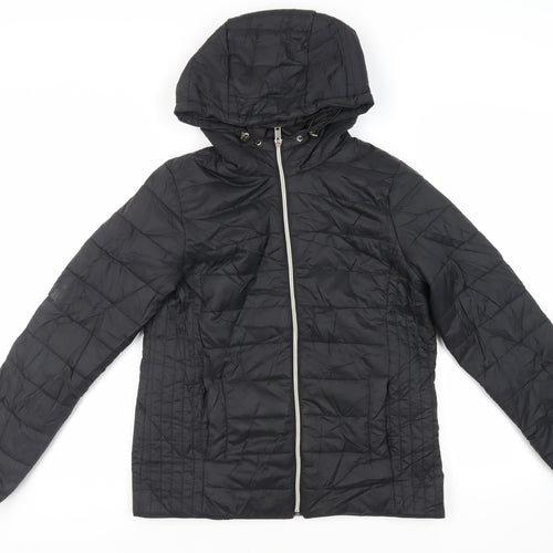 New Look Womens Black Jacket Size 10 Zip - Hooded