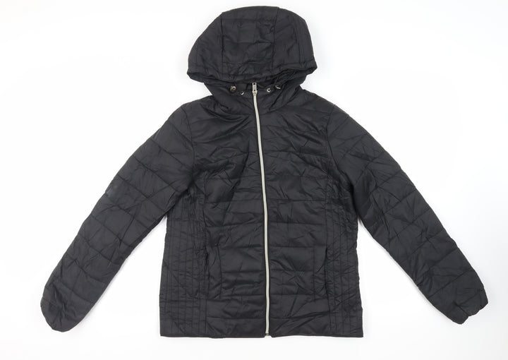 New Look Womens Black Jacket Size 10 Zip - Hooded