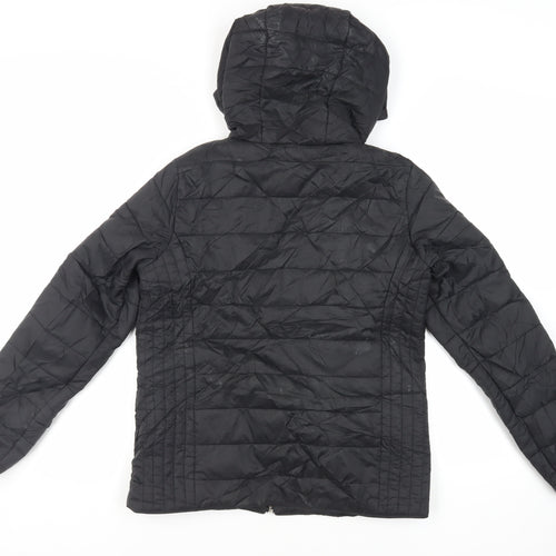 New Look Womens Black Jacket Size 10 Zip - Hooded