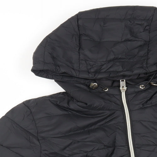 New Look Womens Black Jacket Size 10 Zip - Hooded