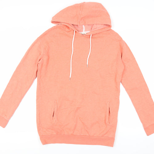 River Island Womens Orange Cotton Pullover Hoodie Size 8 Pullover - Pockets