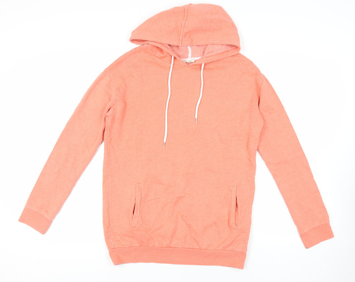 River Island Womens Orange Cotton Pullover Hoodie Size 8 Pullover - Pockets