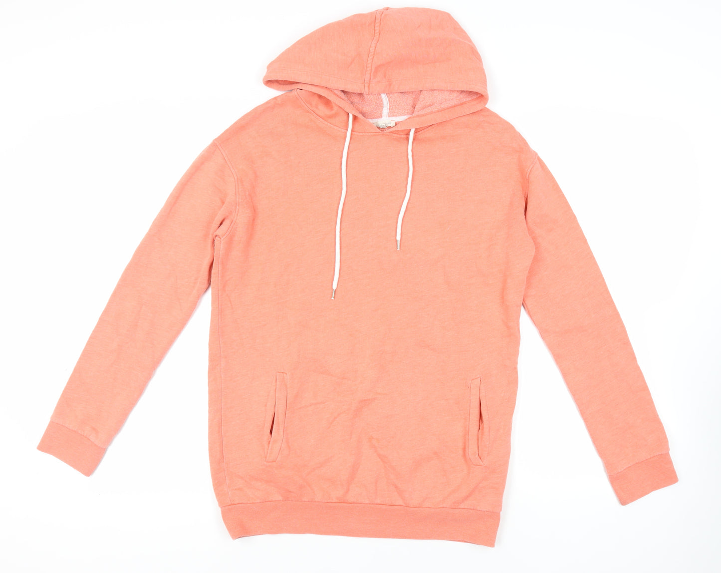 River Island Womens Orange Cotton Pullover Hoodie Size 8 Pullover - Pockets