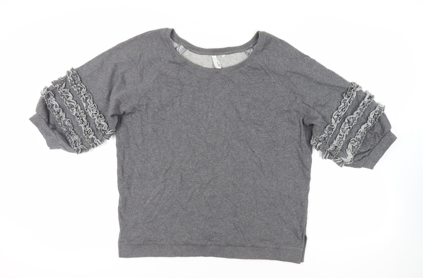 AND/OR Womens Grey Cotton Pullover Sweatshirt Size 12 Pullover - Ruffle Detail