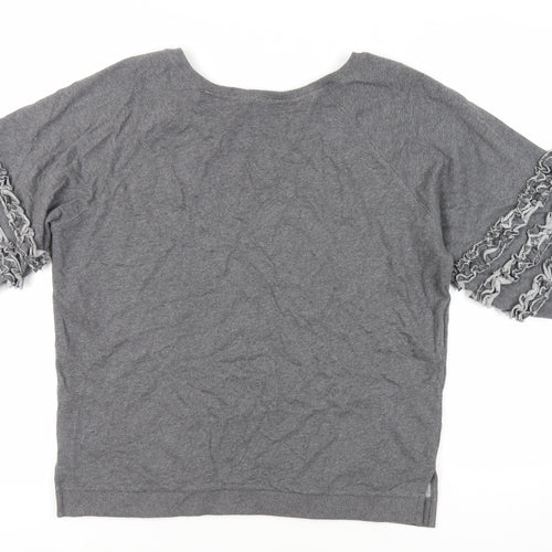 AND/OR Womens Grey Cotton Pullover Sweatshirt Size 12 Pullover - Ruffle Detail