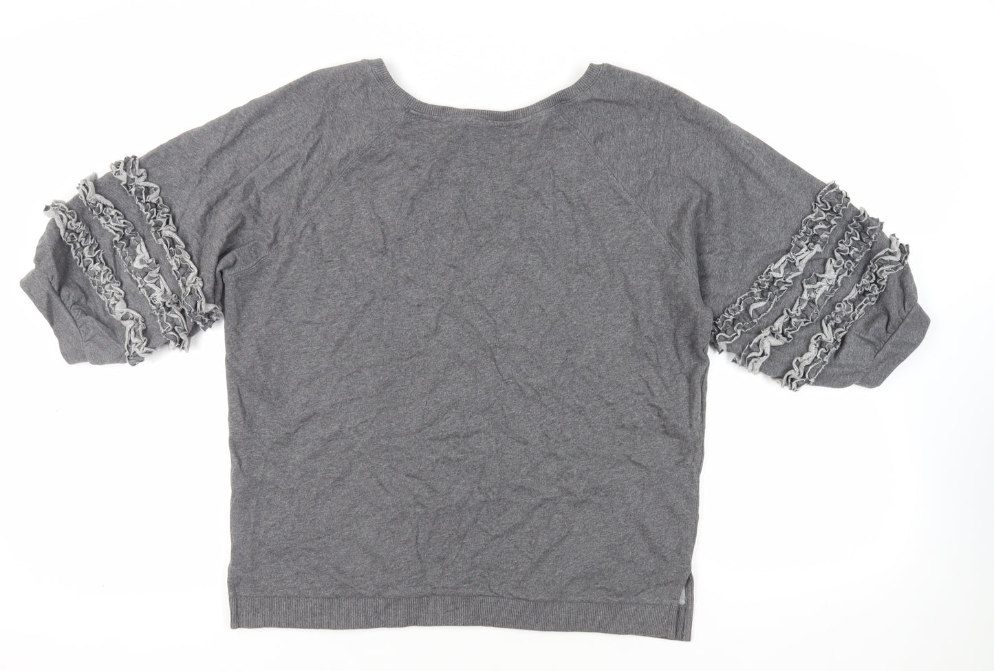 AND/OR Womens Grey Cotton Pullover Sweatshirt Size 12 Pullover - Ruffle Detail