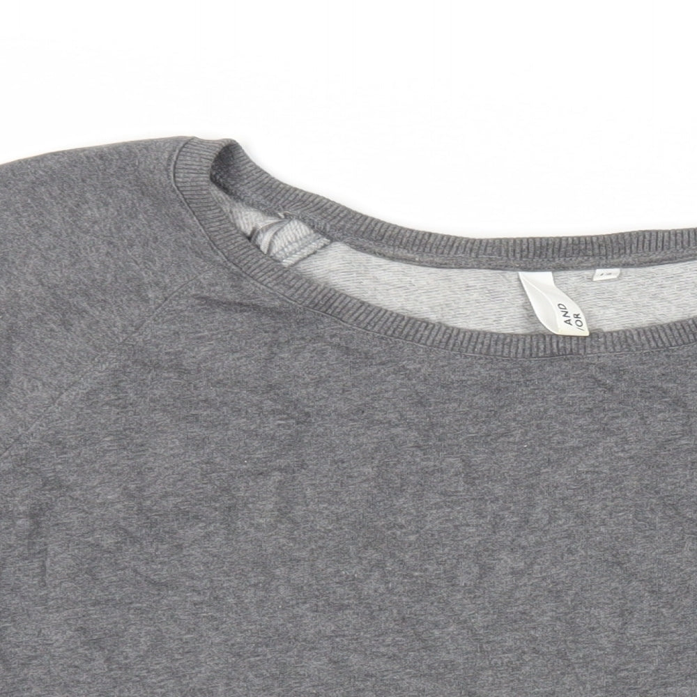 AND/OR Womens Grey Cotton Pullover Sweatshirt Size 12 Pullover - Ruffle Detail