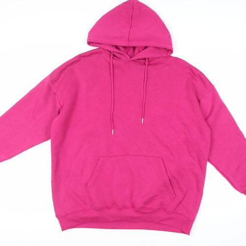 Boohoo Womens Pink Cotton Pullover Hoodie Size M Pullover - Pockets