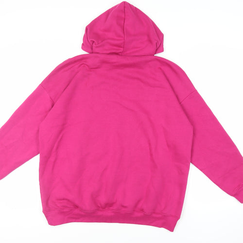 Boohoo Womens Pink Cotton Pullover Hoodie Size M Pullover - Pockets