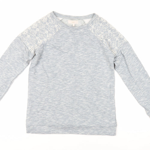 NEXT Womens Blue Cotton Pullover Sweatshirt Size 8 Pullover - Beaded Embroidered