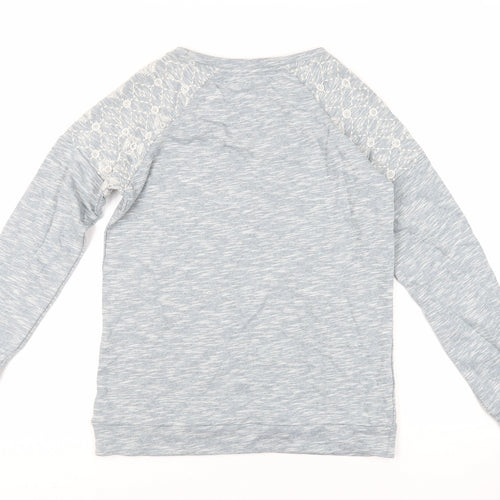 NEXT Womens Blue Cotton Pullover Sweatshirt Size 8 Pullover - Beaded Embroidered