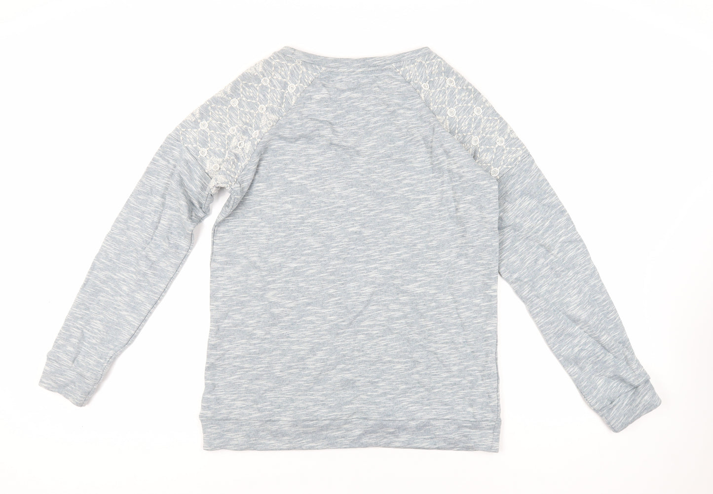 NEXT Womens Blue Cotton Pullover Sweatshirt Size 8 Pullover - Beaded Embroidered