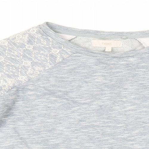 NEXT Womens Blue Cotton Pullover Sweatshirt Size 8 Pullover - Beaded Embroidered