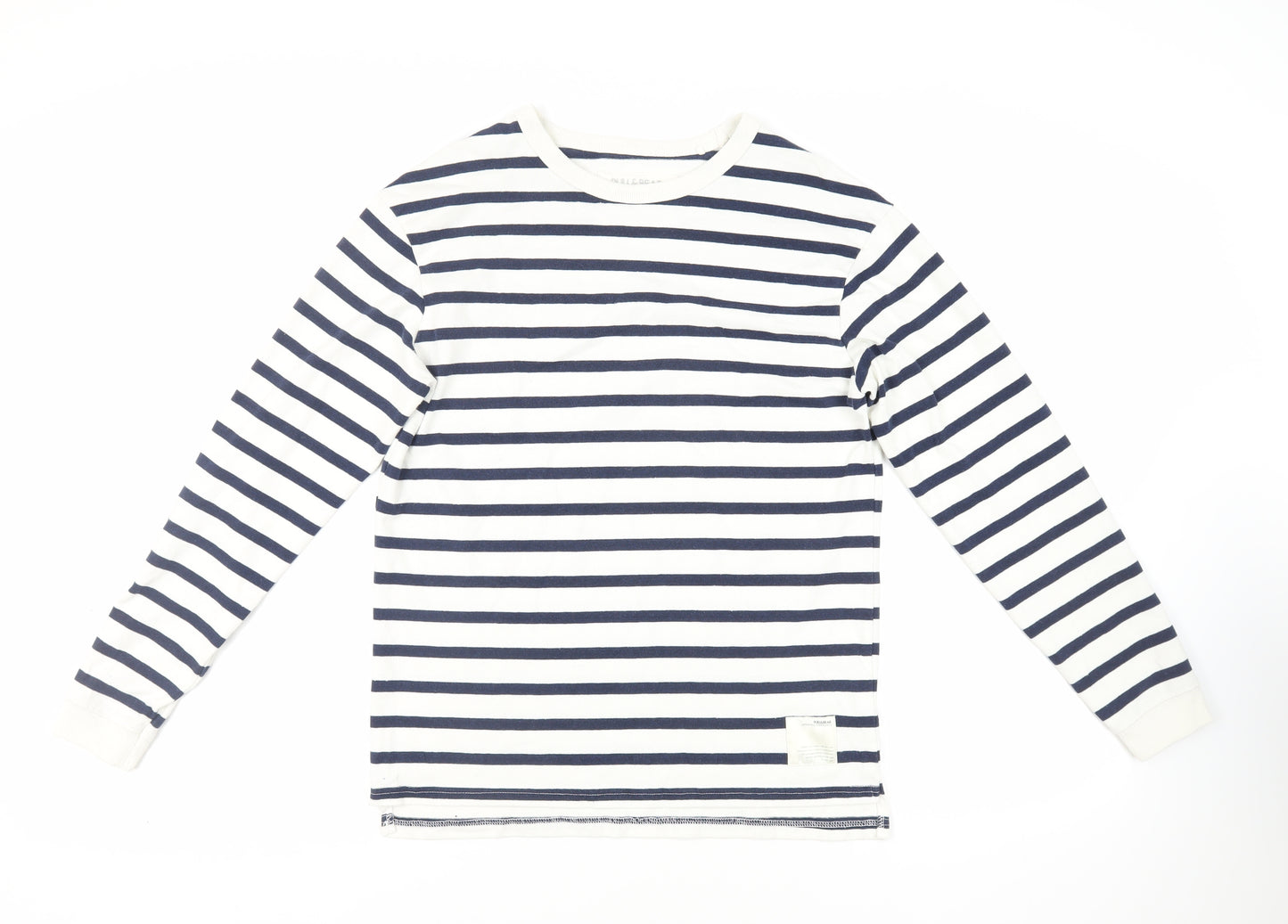 Pull&Bear Womens White Striped Cotton Pullover Sweatshirt Size S Pullover