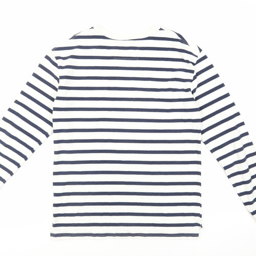 Pull&Bear Womens White Striped Cotton Pullover Sweatshirt Size S Pullover