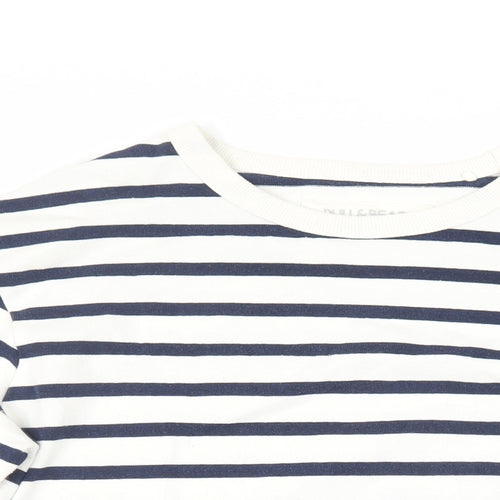 Pull&Bear Womens White Striped Cotton Pullover Sweatshirt Size S Pullover