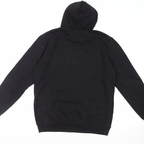 Boohoo Man Mens Black Cotton Pullover Hoodie Size M - Logo Pockets