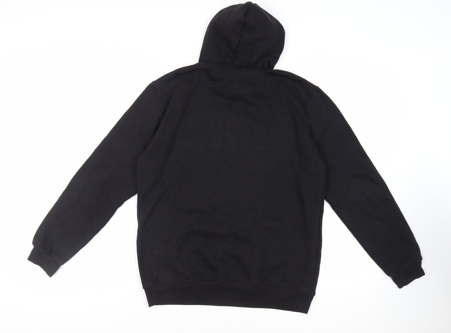 Boohoo Man Mens Black Cotton Pullover Hoodie Size M - Logo Pockets