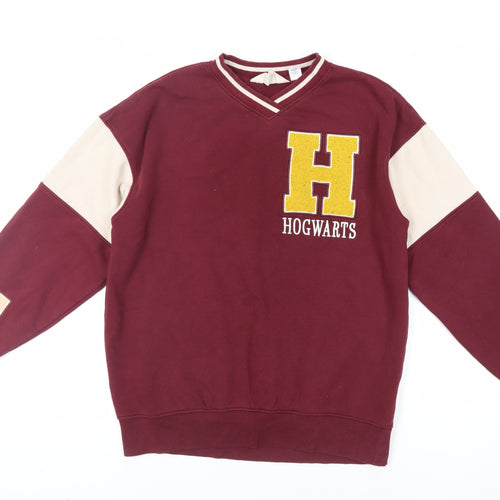 H&M Girls Red Cotton Pullover Sweatshirt Size 12-13 Years Pullover - Harry Potter Hogwarts