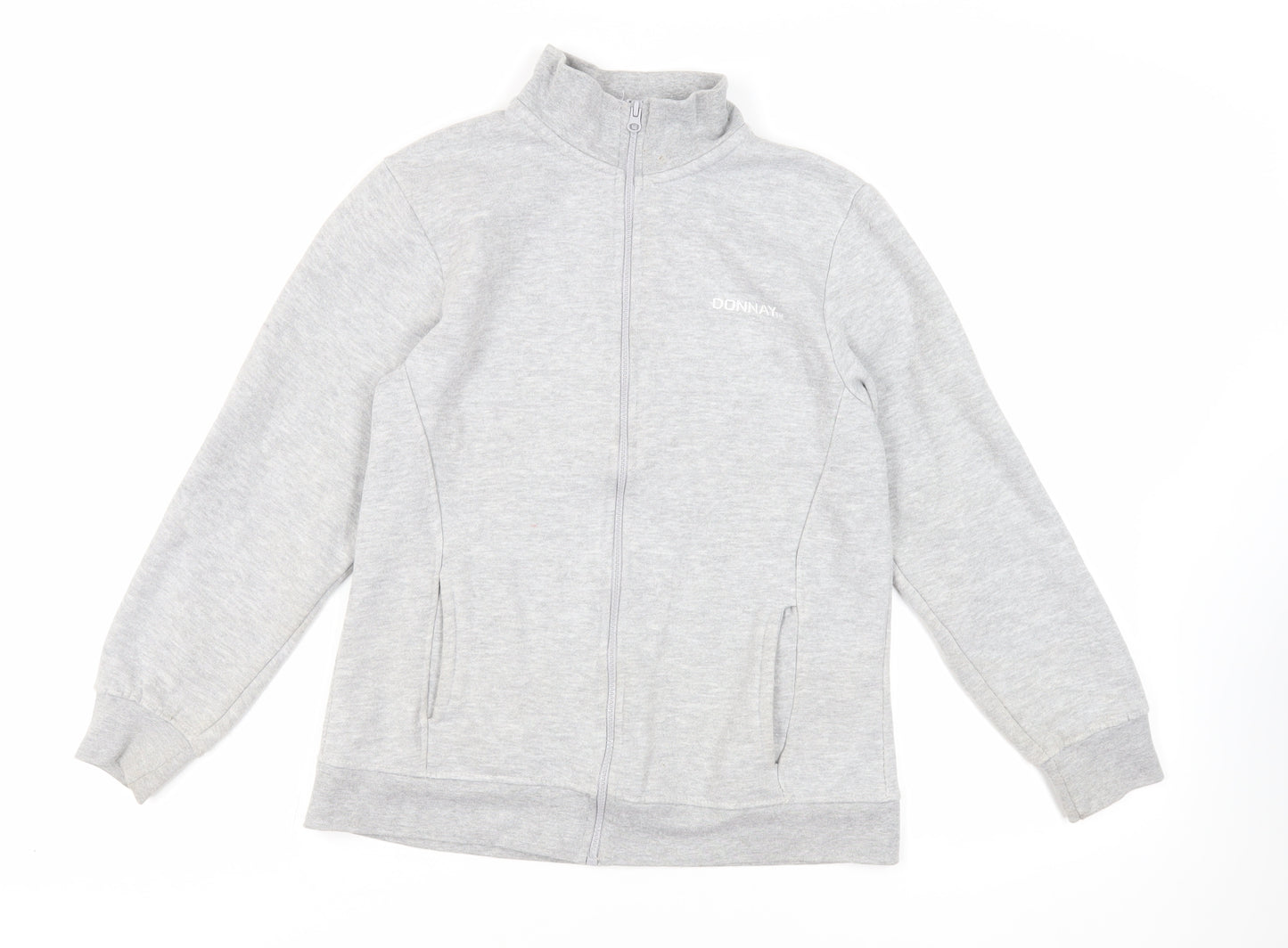 Donnay Womens Grey Cotton Full Zip Sweatshirt Size 12 Zip - Logo Pockets