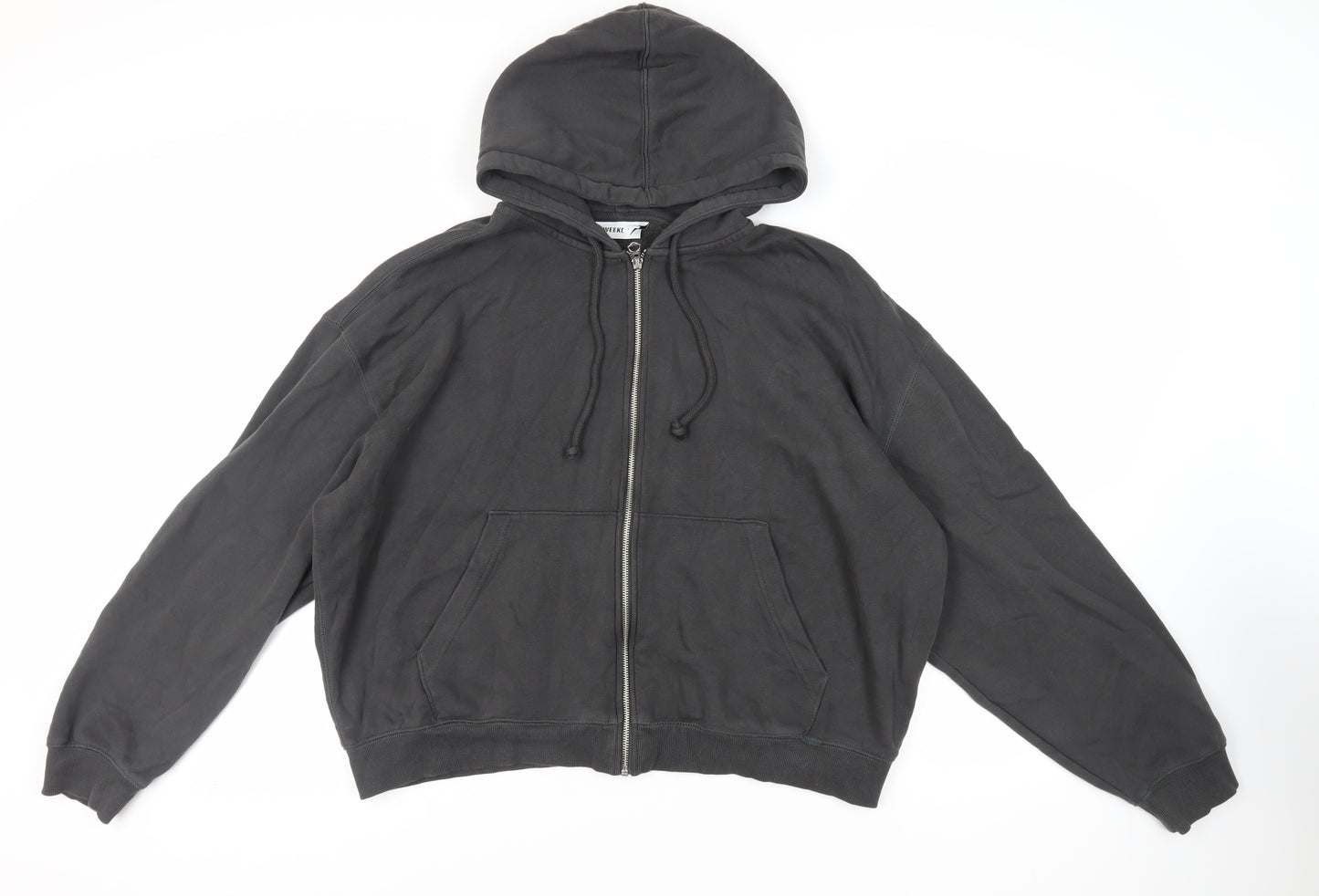 Weekday Womens Black Cotton Full Zip Hoodie Size L Zip - Pockets