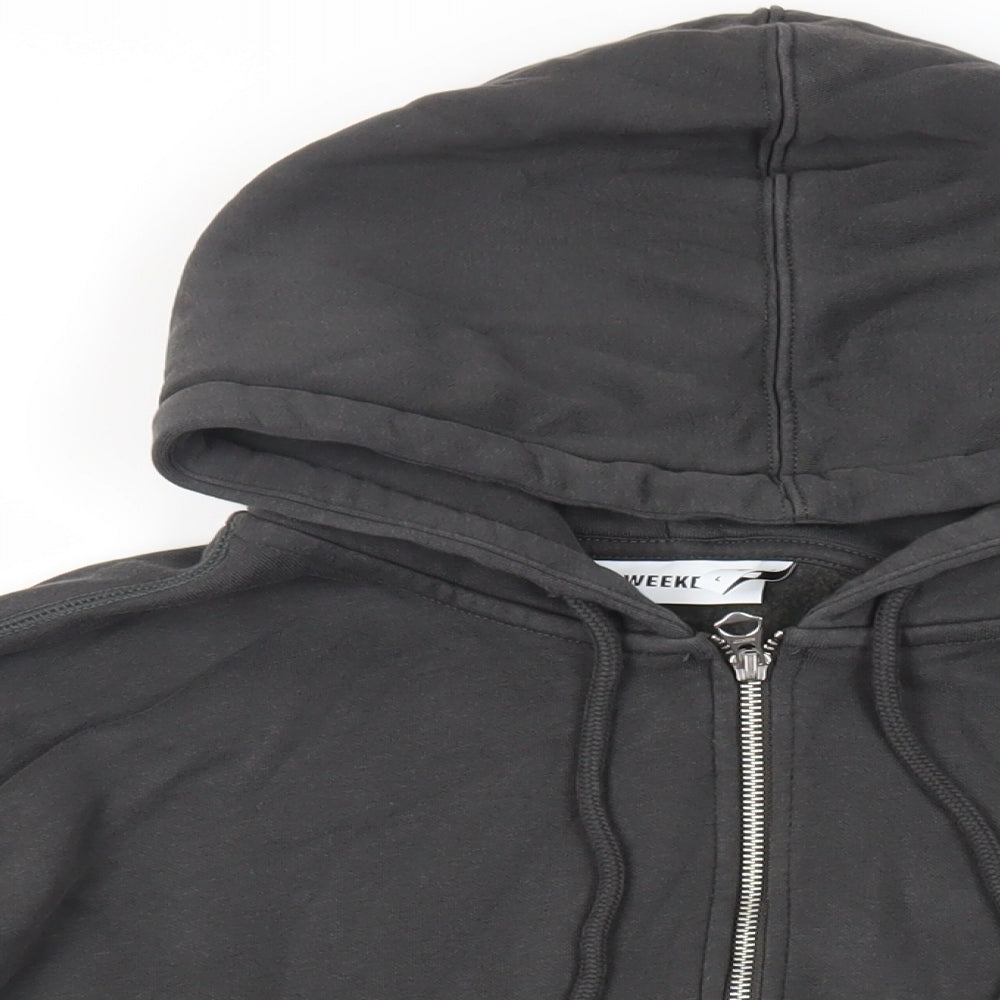 Weekday Womens Black Cotton Full Zip Hoodie Size L Zip - Pockets