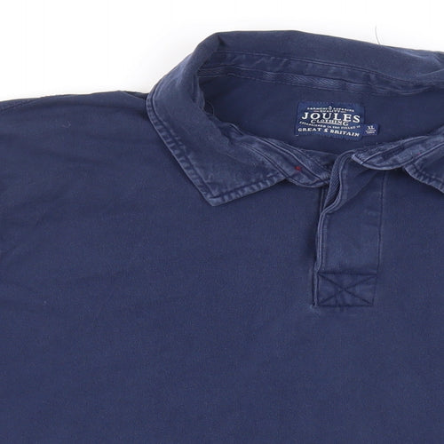 Joules Mens Blue Cotton Polo Size XL Collared Button - Logo