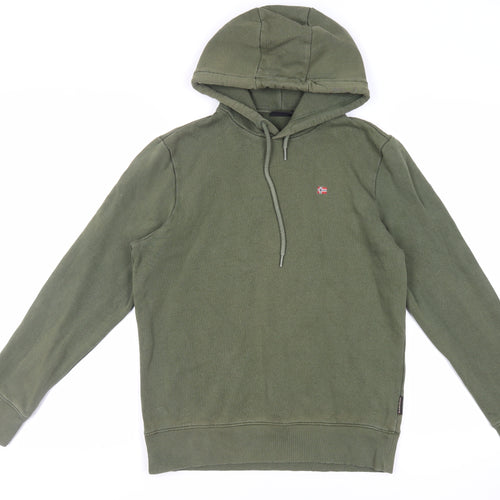 Napapuri Mens Green Cotton Pullover Hoodie Size M - Logo