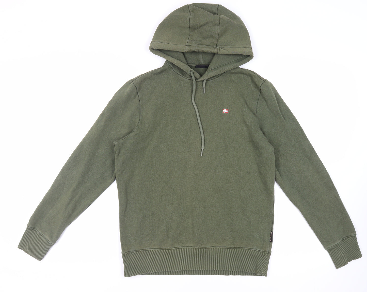 Napapuri Mens Green Cotton Pullover Hoodie Size M - Logo