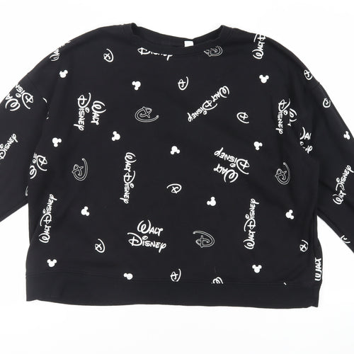 Disney Womens Black Geometric Polyester Pullover Sweatshirt Size 2XL Pullover - Logo Mickey Mouse