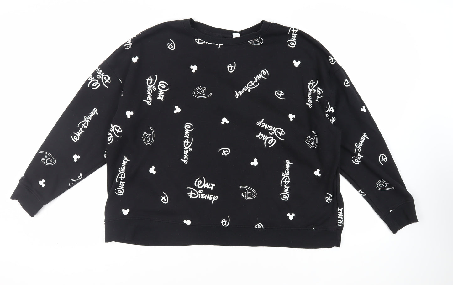 Disney Womens Black Geometric Polyester Pullover Sweatshirt Size 2XL Pullover - Logo Mickey Mouse