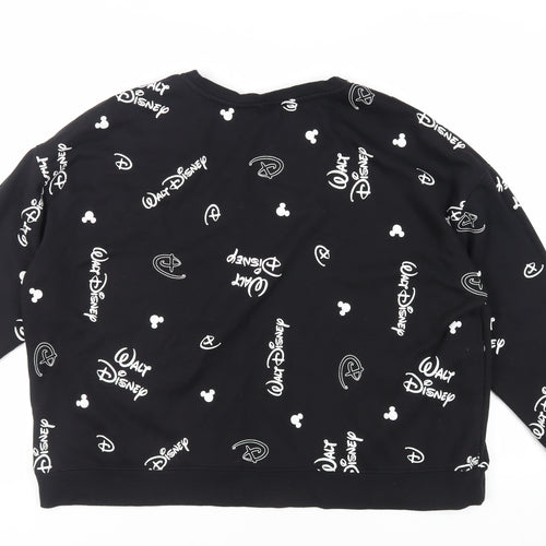 Disney Womens Black Geometric Polyester Pullover Sweatshirt Size 2XL Pullover - Logo Mickey Mouse