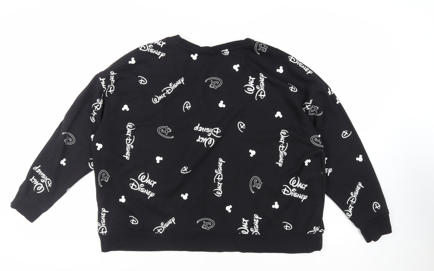 Disney Womens Black Geometric Polyester Pullover Sweatshirt Size 2XL Pullover - Logo Mickey Mouse