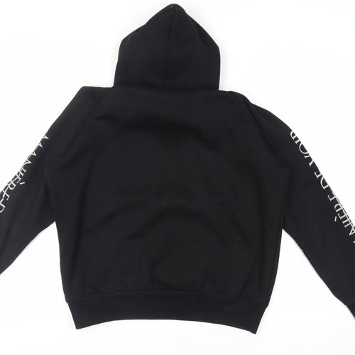 Maniere De Voir Mens Black Polyester Pullover Hoodie Size L - Logo Pockets