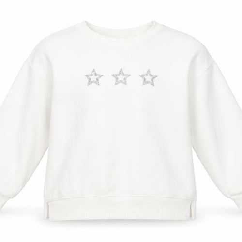 Mint Velvet Girls White Cotton Pullover Sweatshirt Size 7 Years Pullover - Stars