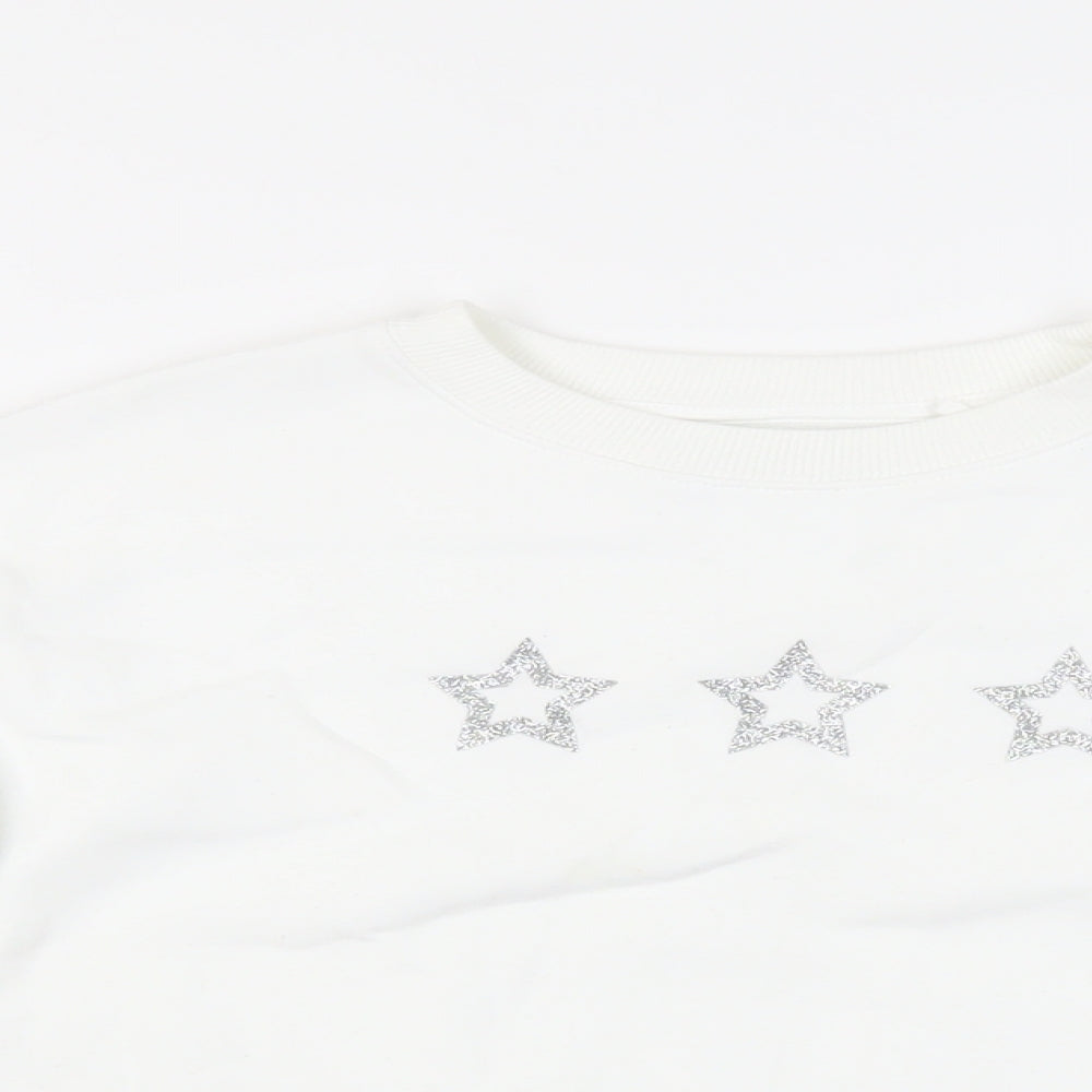 Mint Velvet Girls White Cotton Pullover Sweatshirt Size 7 Years Pullover - Stars