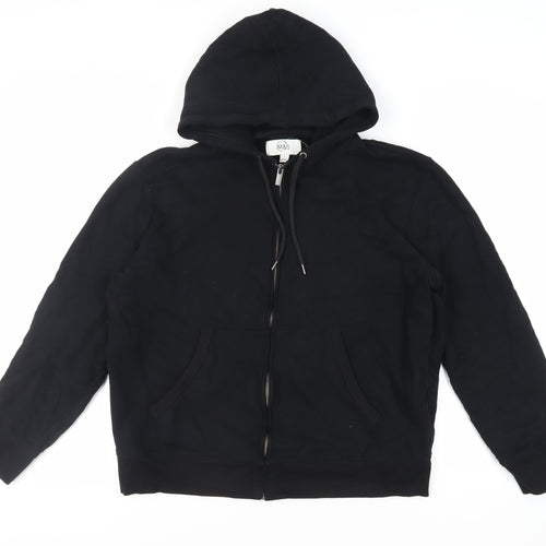 Marks and Spencer Mens Black Cotton Full Zip Hoodie Size L - Pockets