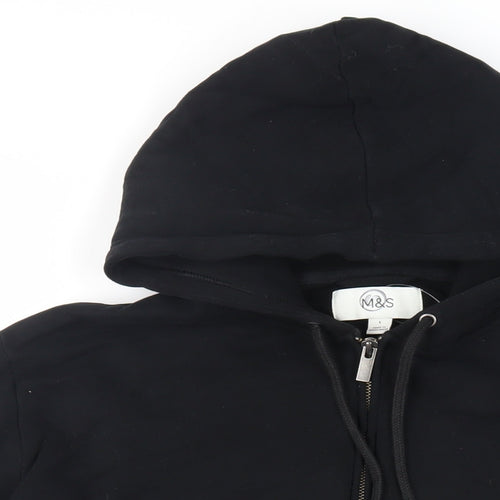 Marks and Spencer Mens Black Cotton Full Zip Hoodie Size L - Pockets