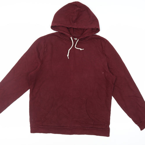 ASOS Mens Red Cotton Pullover Hoodie Size L - Pockets