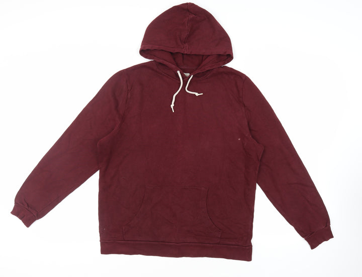 ASOS Mens Red Cotton Pullover Hoodie Size L - Pockets